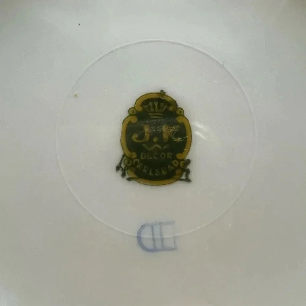Vintage JK Carlsbad Colonial Blue And Gold China Decorative Plate 6.5” x 6.5”